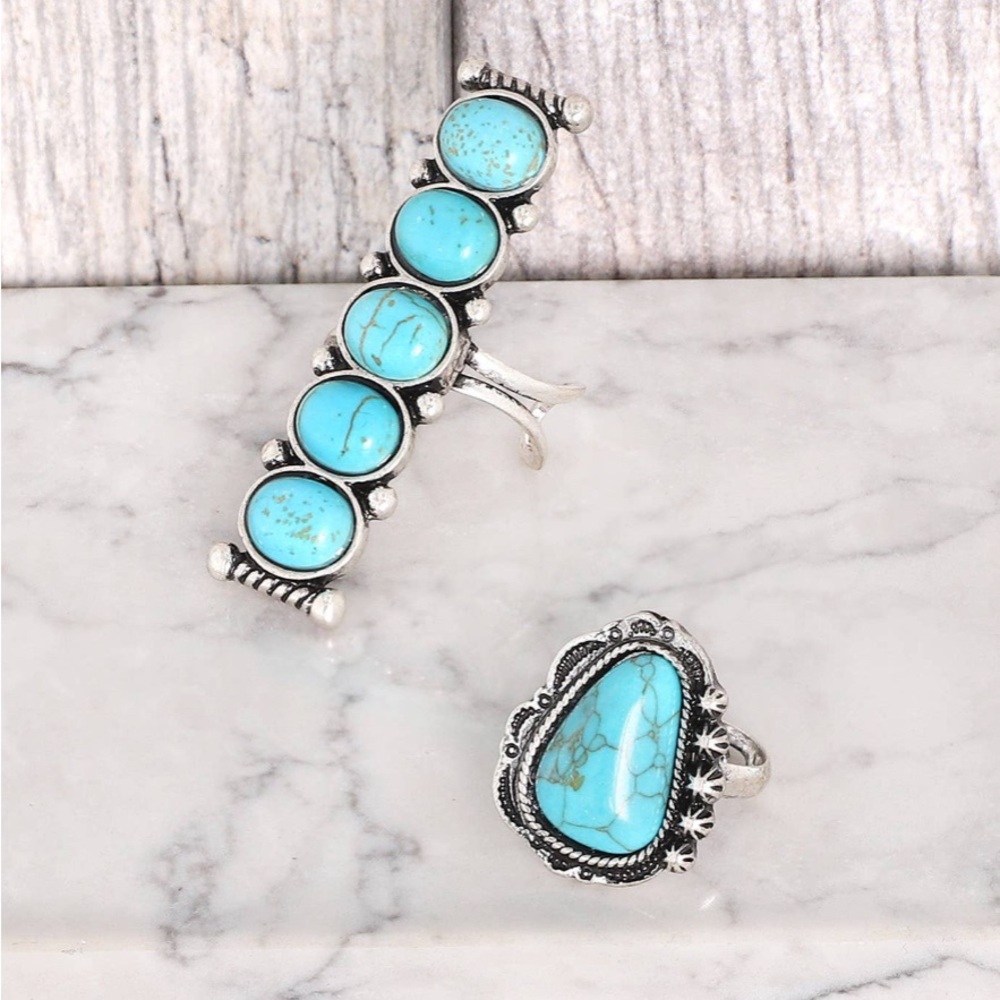 Set of 4 Turquoise Rings